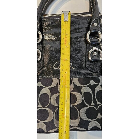 Coach Ashley Signature Black Silver Large Satchel Handbag Shoulder Bag F15443 - Picture 15 of 16